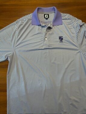 FootJoy Men's Lavender and White Striped Golf Polo